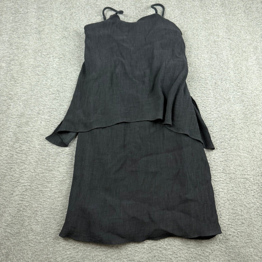 Ann Taylor‎ Factory Black Tiered Overlay Mini Dress Size 2 Spaghetti Strap